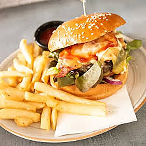 Burger and chips